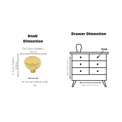 Marina Knob Knob 26mm / Gold / Brass - M A N T A R A