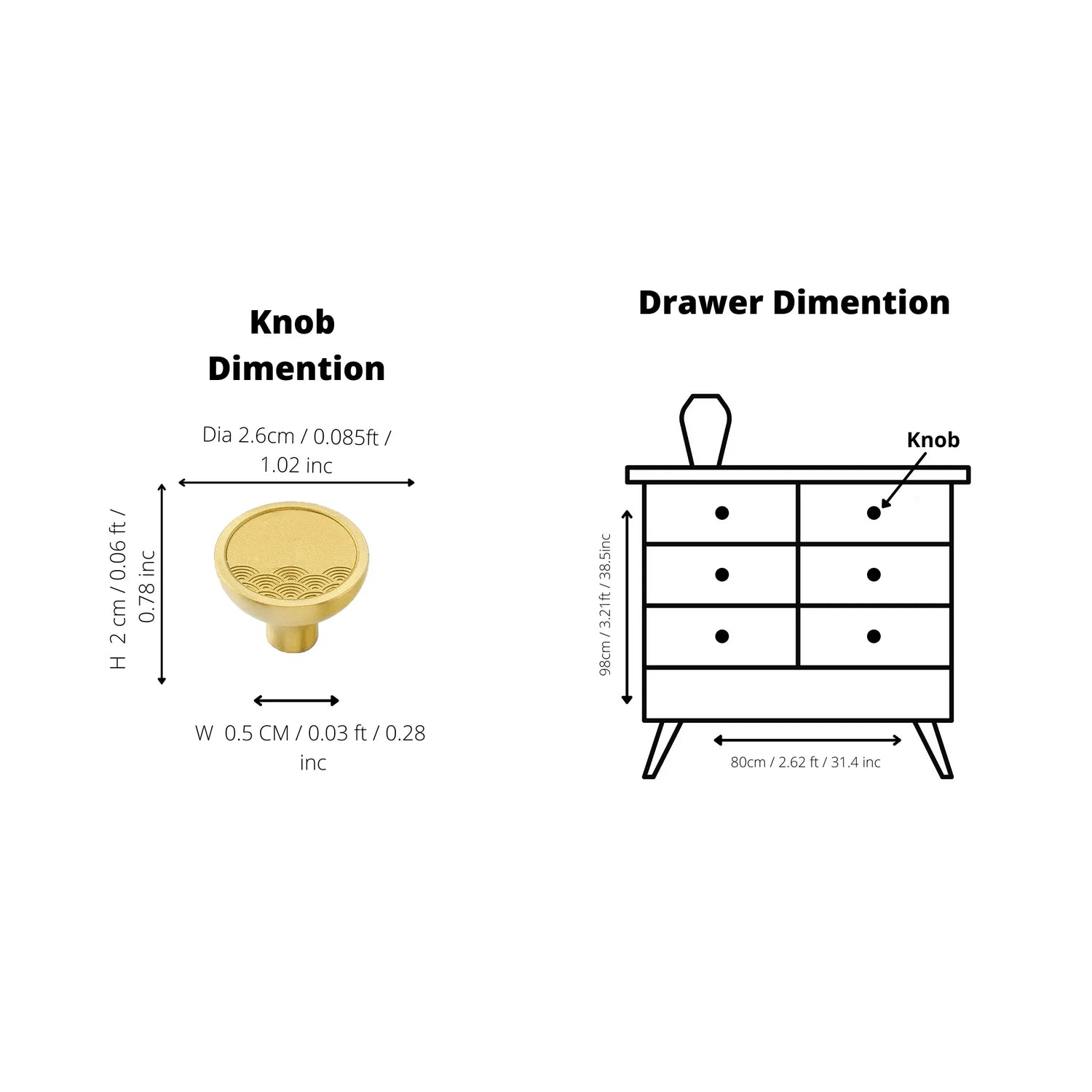 The Mantara B-0009 Marina Knob is a modern brass knob in brushed gold, ideal for wardrobes, kitchens, drawers, and cabinets.
