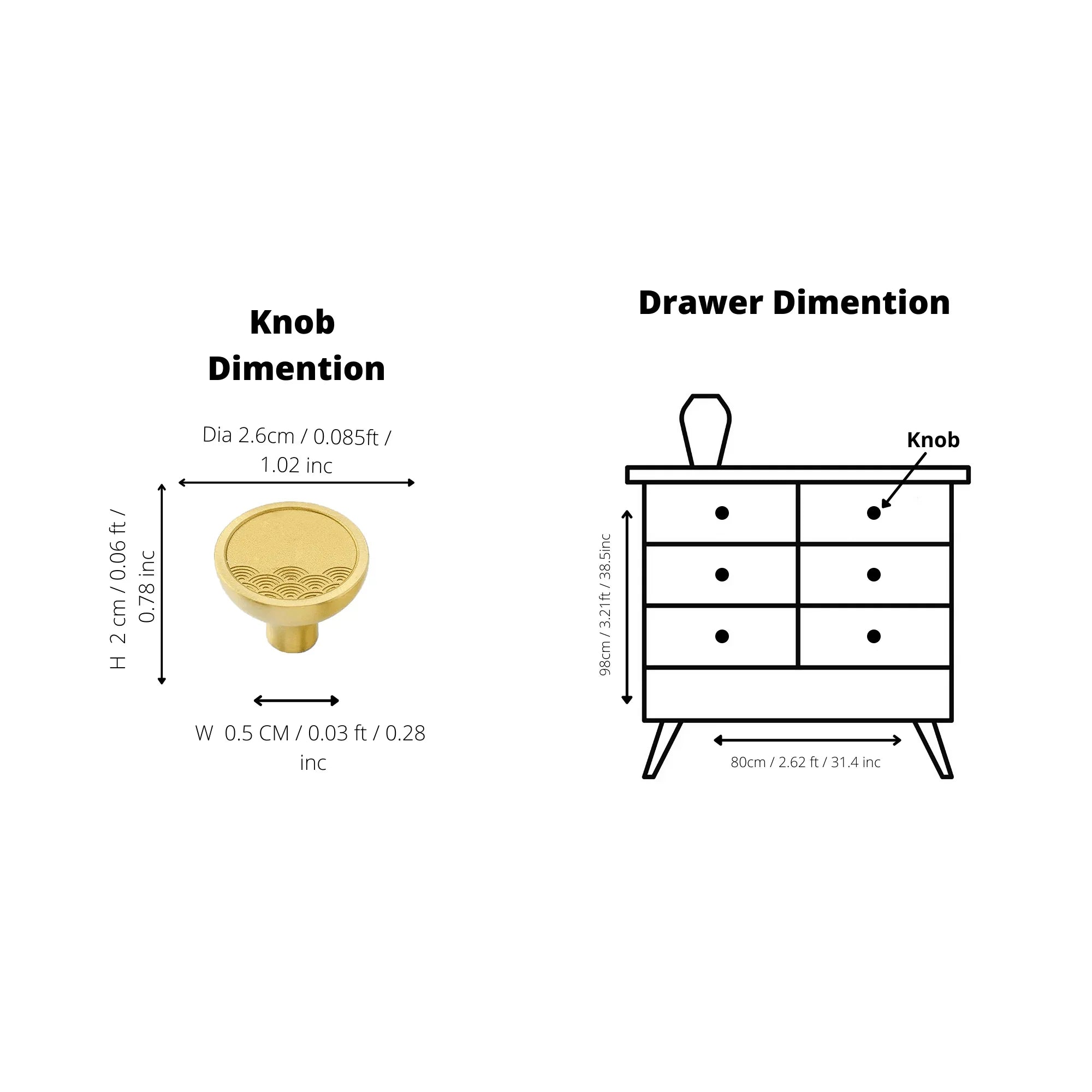 The Mantara B-0009 Marina Knob is a modern brass knob in brushed gold, ideal for wardrobes, kitchens, drawers, and cabinets.
