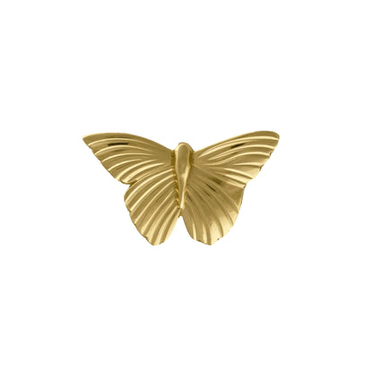 B‑0074 Mariposa solid brass knob in polished gold finish, measuring 80 mm length, ideal for doors, cabinets, drawers, wardrobes, bedrooms and bathrooms by Mantara.