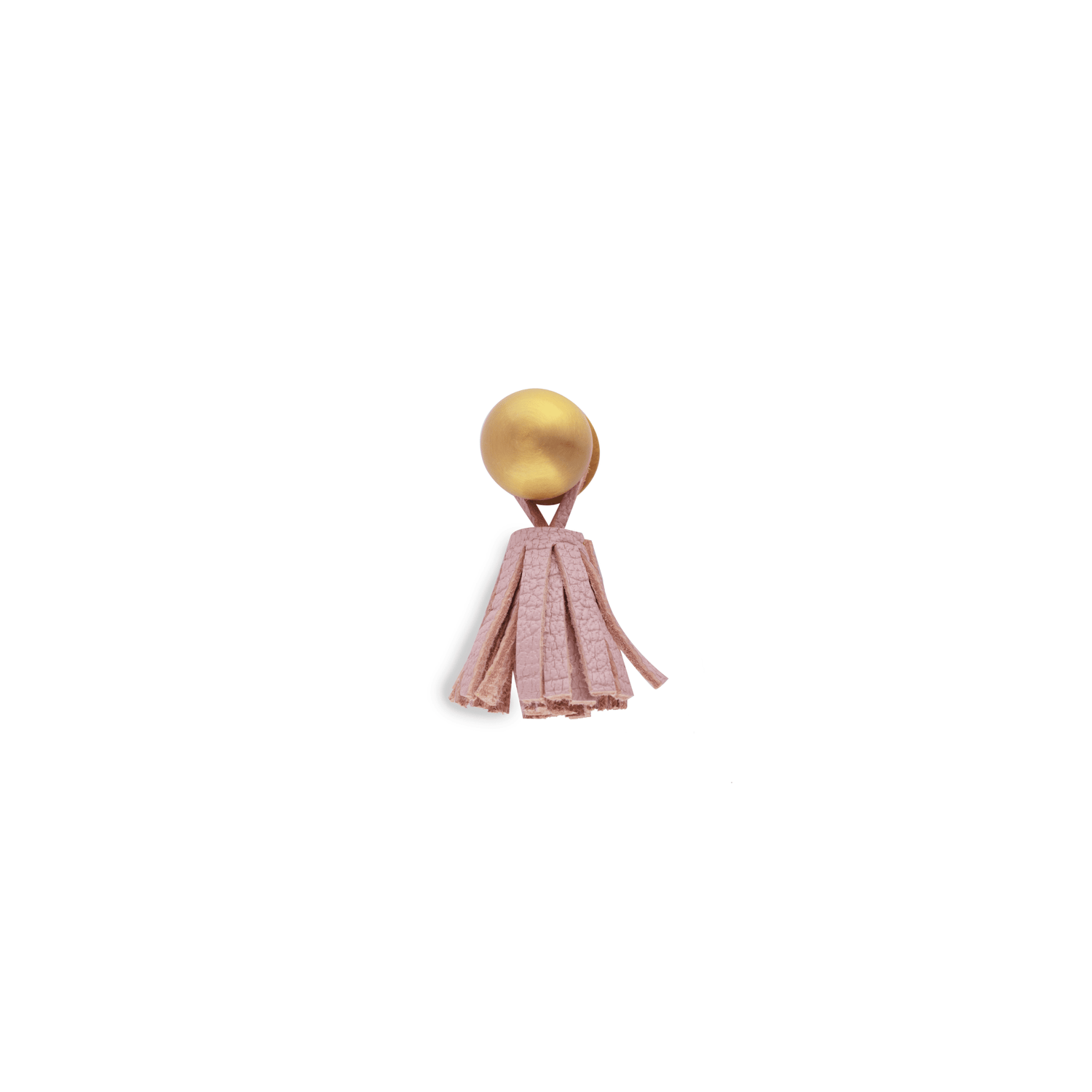 The Mantara L-0002 Maverick Drop Knob is a modern leather and brass knob in pink, ideal for kitchens and furniture.