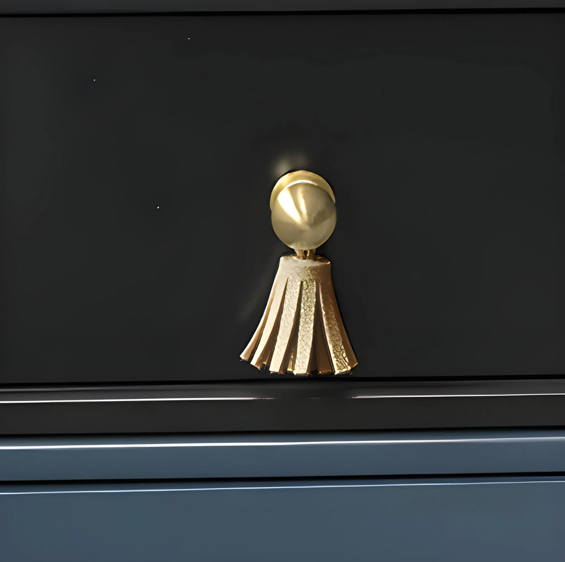 The Mantara L-0002 Maverick Drop Knob is a modern leather and brass knob in white, ideal for kitchens and furniture.