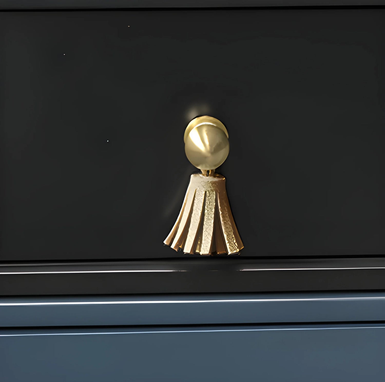 The Mantara L-0002 Maverick Drop Knob is a modern leather and brass knob in white, ideal for kitchens and furniture.