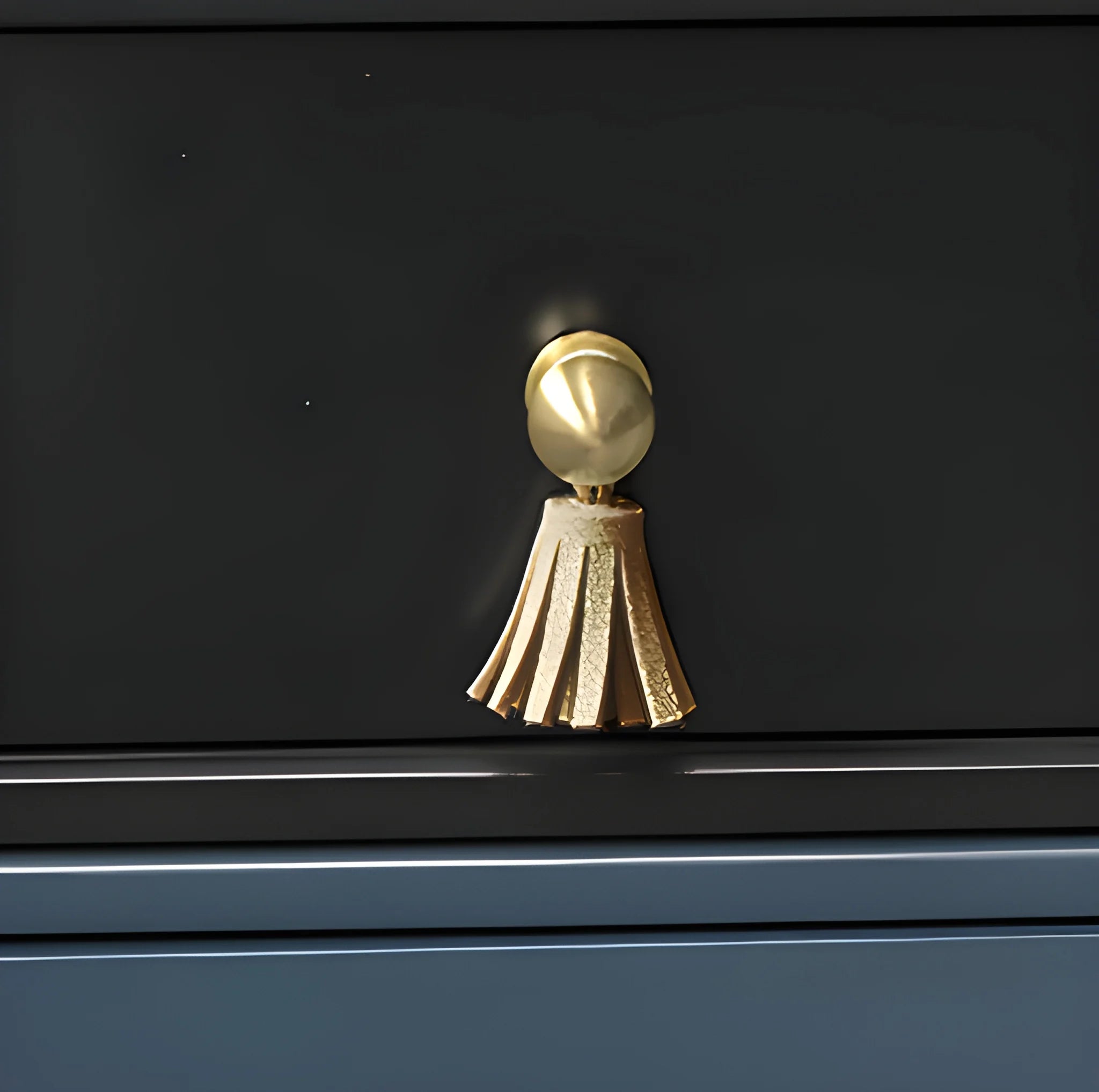 The Mantara L-0002 Maverick Drop Knob is a modern leather and brass knob in white, ideal for kitchens and furniture.