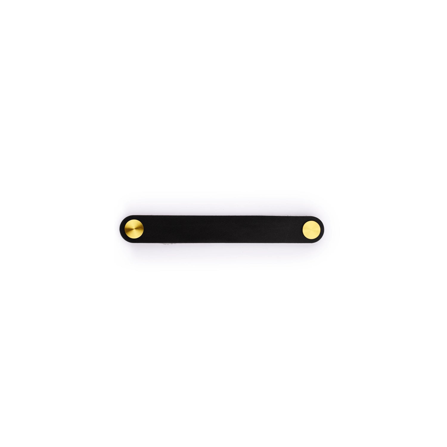 The Mantara L-0001-160 Maverick Handle is a Nordic leather and brass handle in black, ideal for kitchens and wardrobes.