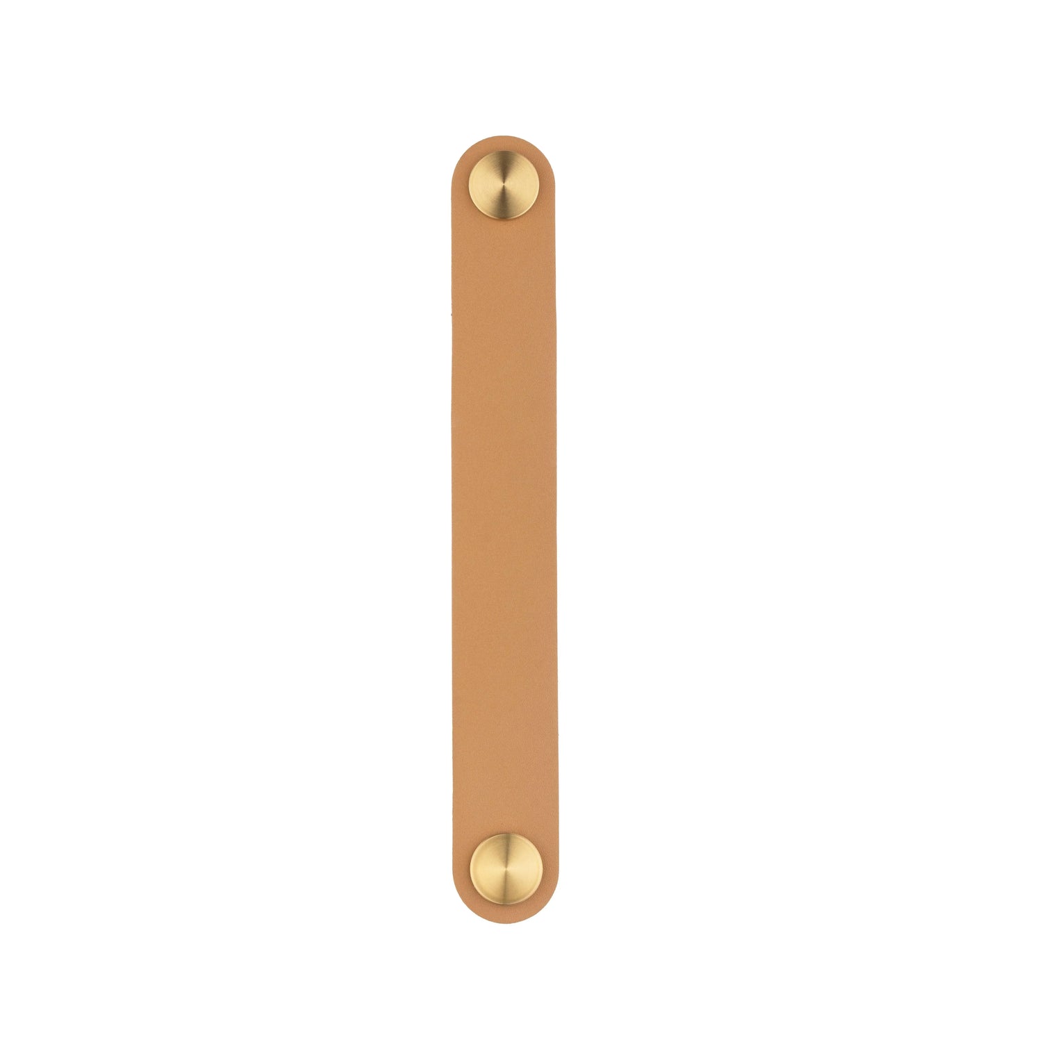 The Mantara L-0001-160 Maverick Handle is a Nordic leather and brass handle in white, ideal for kitchens and wardrobes.