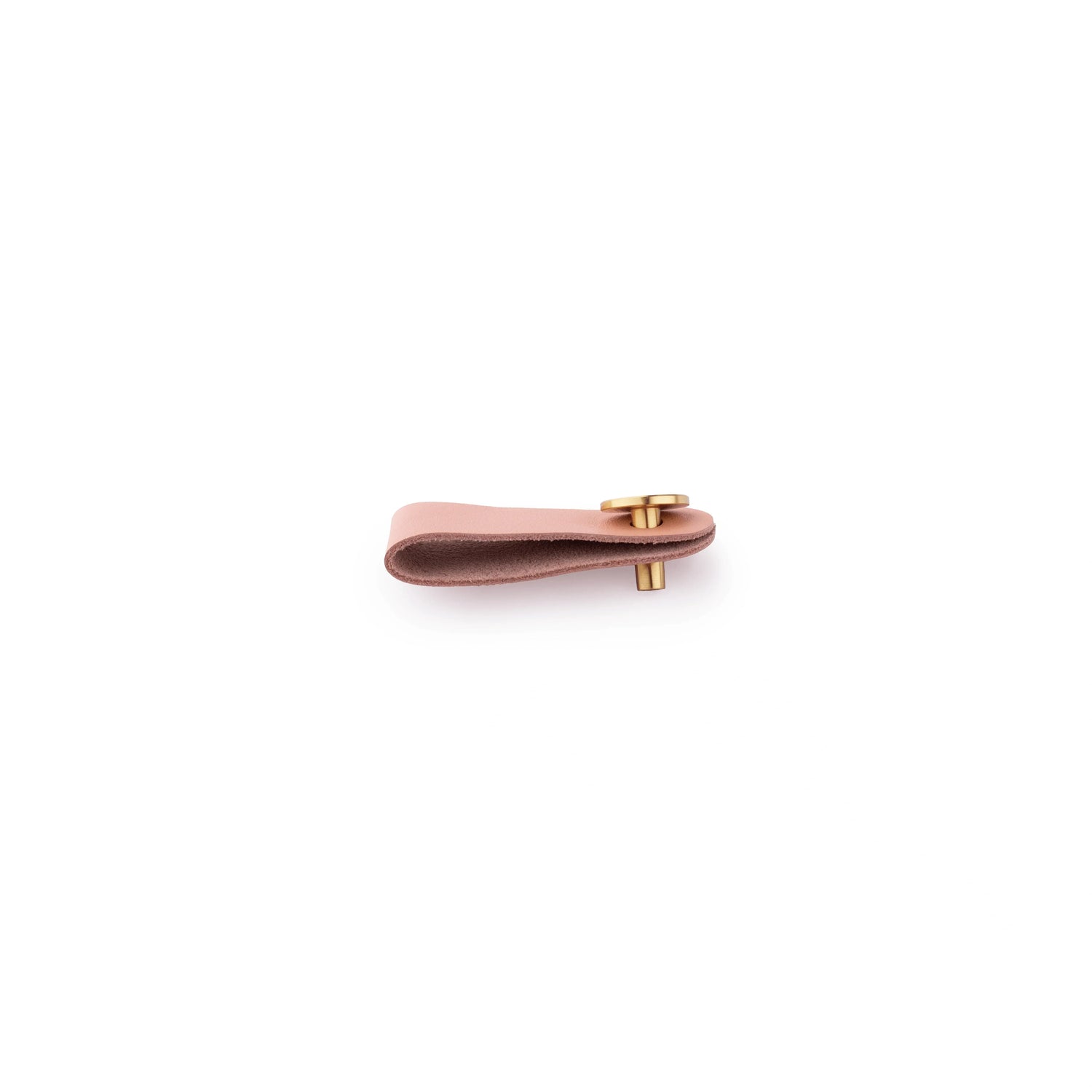 The Mantara L-0001 Maverick Pull Knob is a Nordic leather and brass knob in beige, ideal for kitchens and furniture.