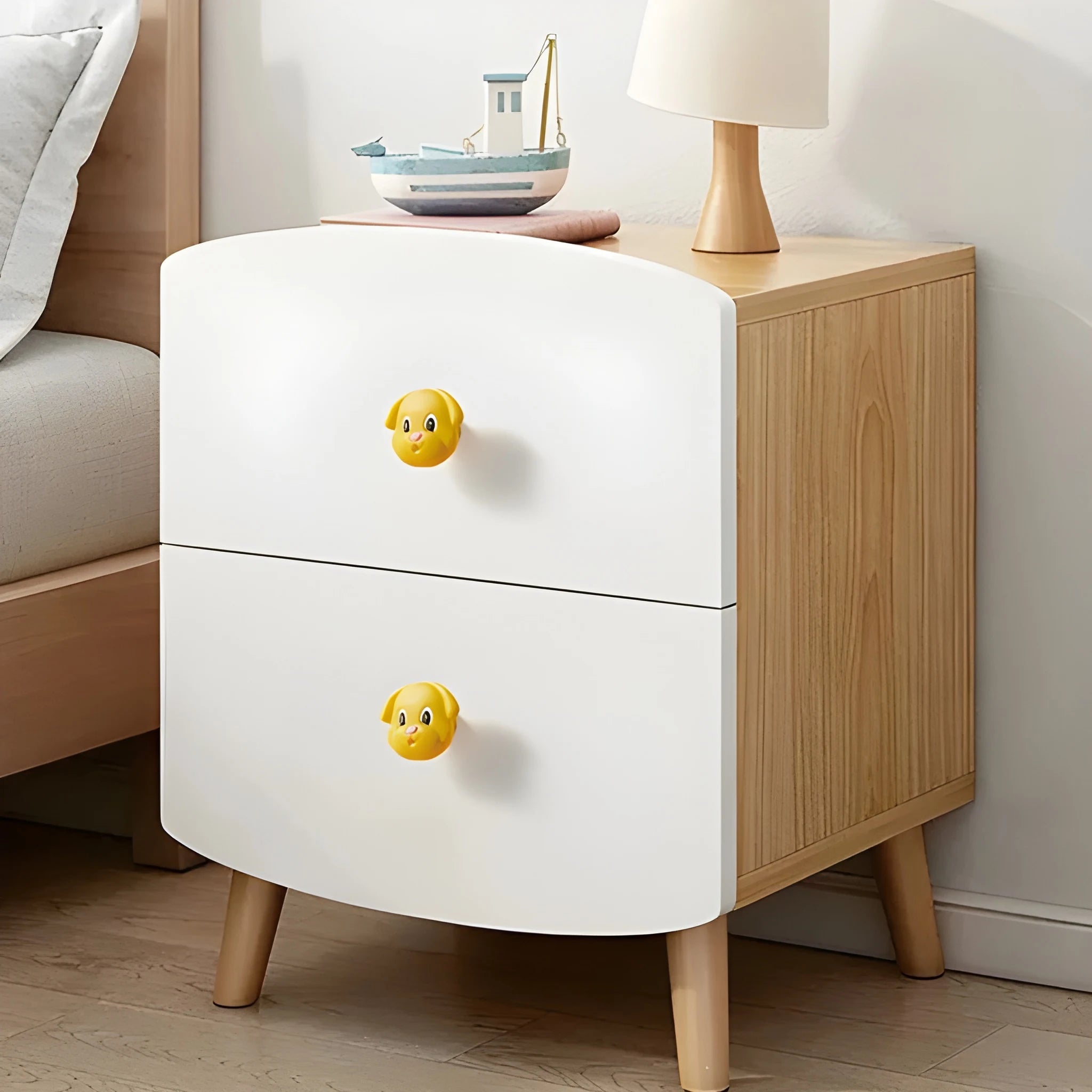 Mantara Max Knob S-0002 is a modern zinc alloy &amp; silicone knob in yellow,Green,Grey,Pink ideal for all types of drawers.