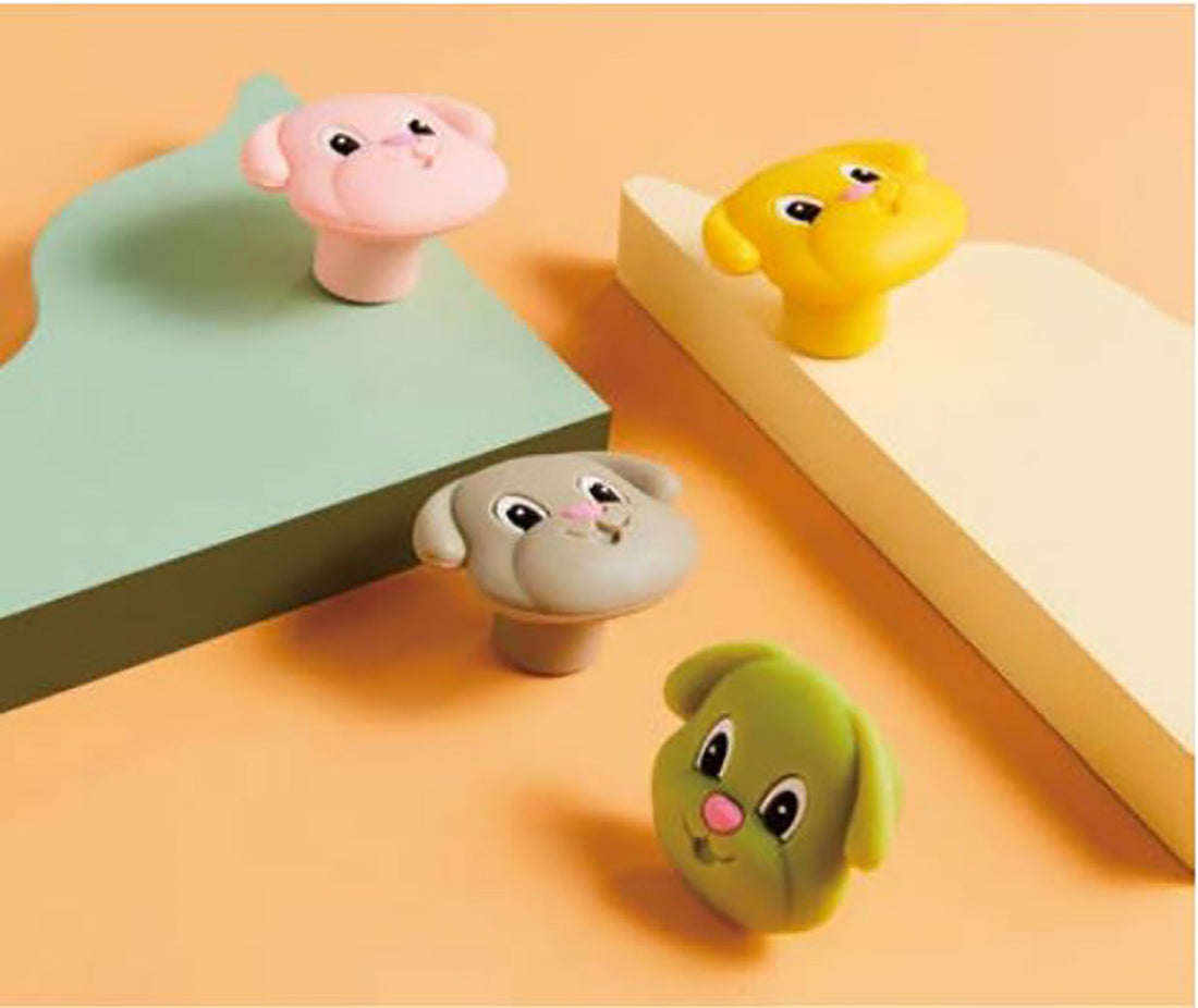 Max Knob S-0002 in yellow,Green, Grey, Pink, silicone and zinc alloy, brushed finish, 51mm size, for drawers by Mantara.