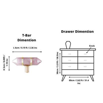 The Mantara C-0013 Mystic Handle is a modern crystal and brass knob in pink, ideal for drawers and cabinets.