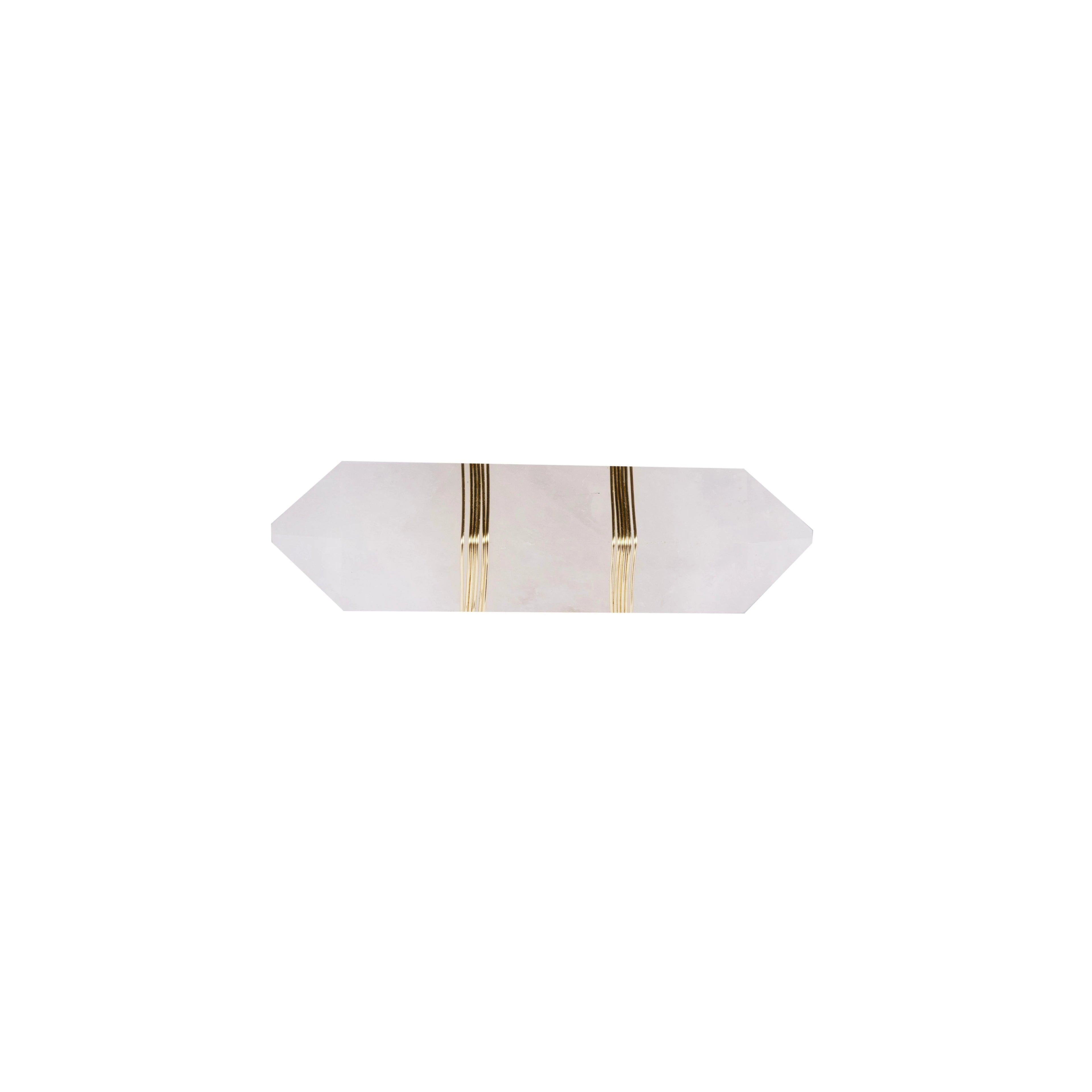 The Mantara C-0013 Mystic Handle is a modern crystal and brass knob in white, ideal for drawers and cabinets.