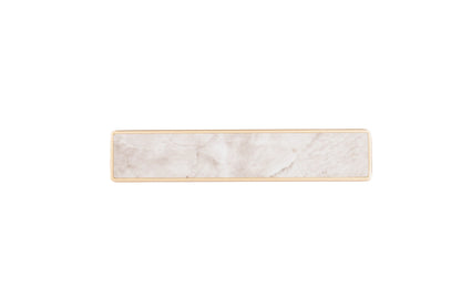Noa Handle M-0013 in white marble &amp; gold alloy, 100mm, brushed finish, for kitchen &amp; dresser drawers by Mantara