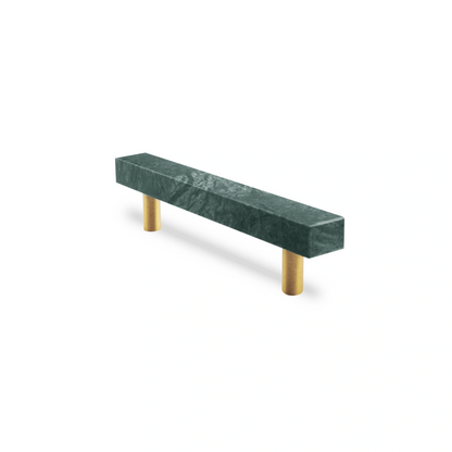 Mantara Noir Handle M-0012 is a modern marble &amp; brass handle in green, ideal for kitchen, drawers &amp; cabinets.