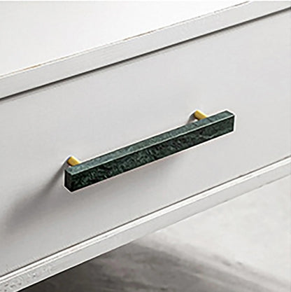 Noir Handle M-0012 in green marble &amp; brass, 130mm, polished handle with brushed stem, for drawers by Mantara
