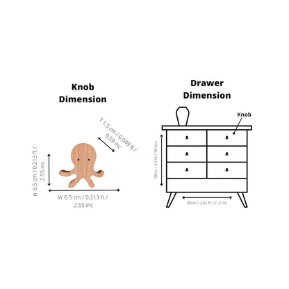 Mantara Octopus Knob W-0024 is a modern walnut a wooden knob/hook, ideal for kids’ rooms, doors, and cabinets.