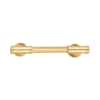 Mantara Olympus Handle B-0098 is a modern solid brass handle in brushed gold, perfect for wardrobes, kitchens, and cabinets.
