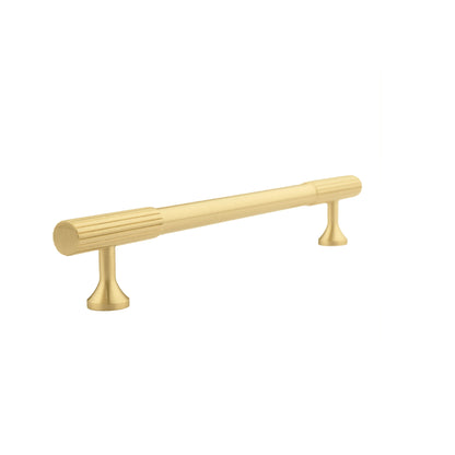 Mantara Olympus Handle B-0098 is a modern solid brass handle in brushed gold, perfect for wardrobes, kitchens, and cabinets.