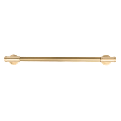Mantara Olympus Handle B-0098 is a modern solid brass handle in brushed gold, perfect for wardrobes, kitchens, and cabinets.