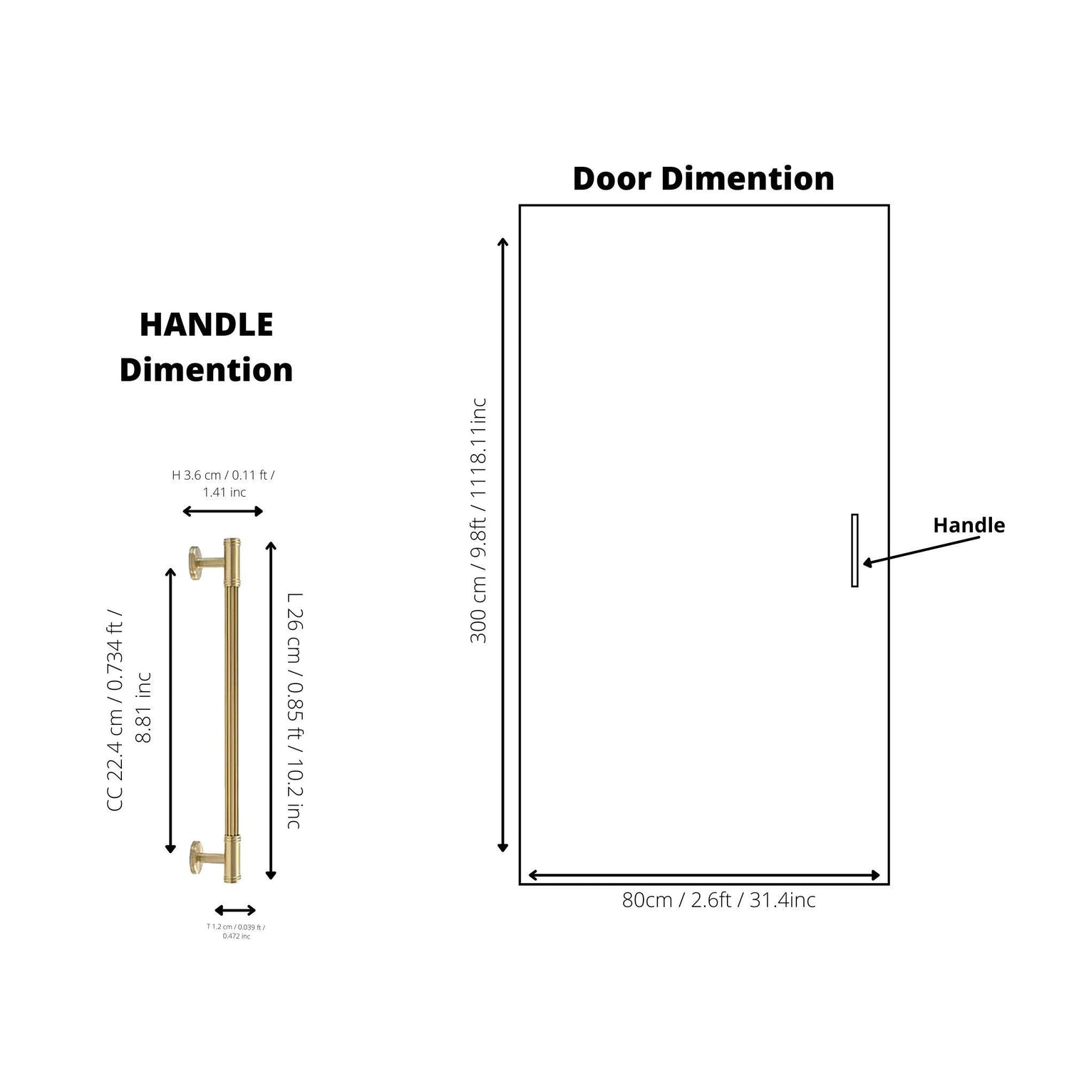 Olympus Handle Handles 132mm / Gold / Brass - M A N T A R A