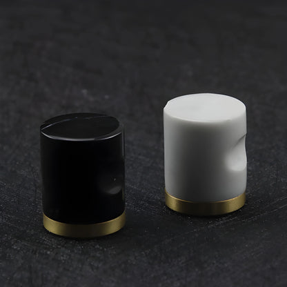 The Mantara M-0008 Onyx Knob is a modern marble and brass knob in white, ideal for doors, cabinets, and furniture.
