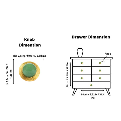 The Mantara C-0017 Opalia Knob is a modern crystal and brass knob green, ideal for drawers and cabinets.