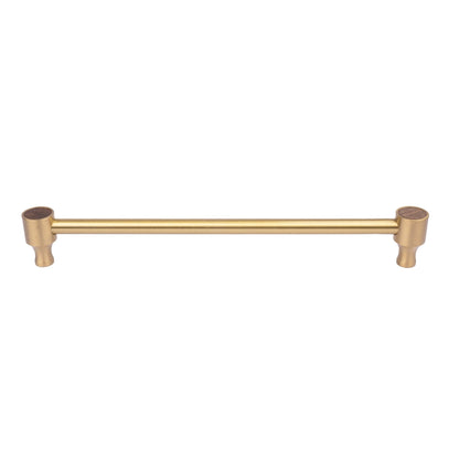 Cabinet pull handle, brass and wood, brown &amp; gold brushed finish, Mantara, Oriana Handle W-0015, elegant for furniture and wardrobes.