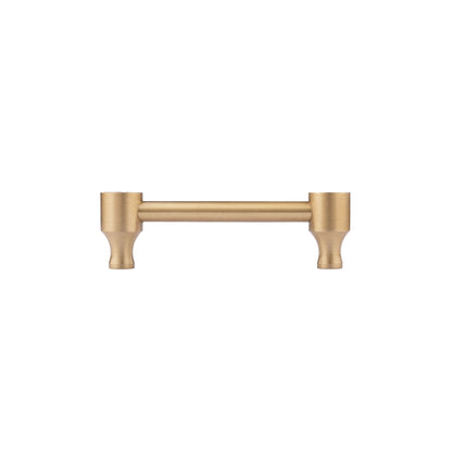 Cabinet pull handle, brass and wood, brown &amp; gold brushed finish, Mantara, Oriana Handle W-0015, elegant for furniture and wardrobes.