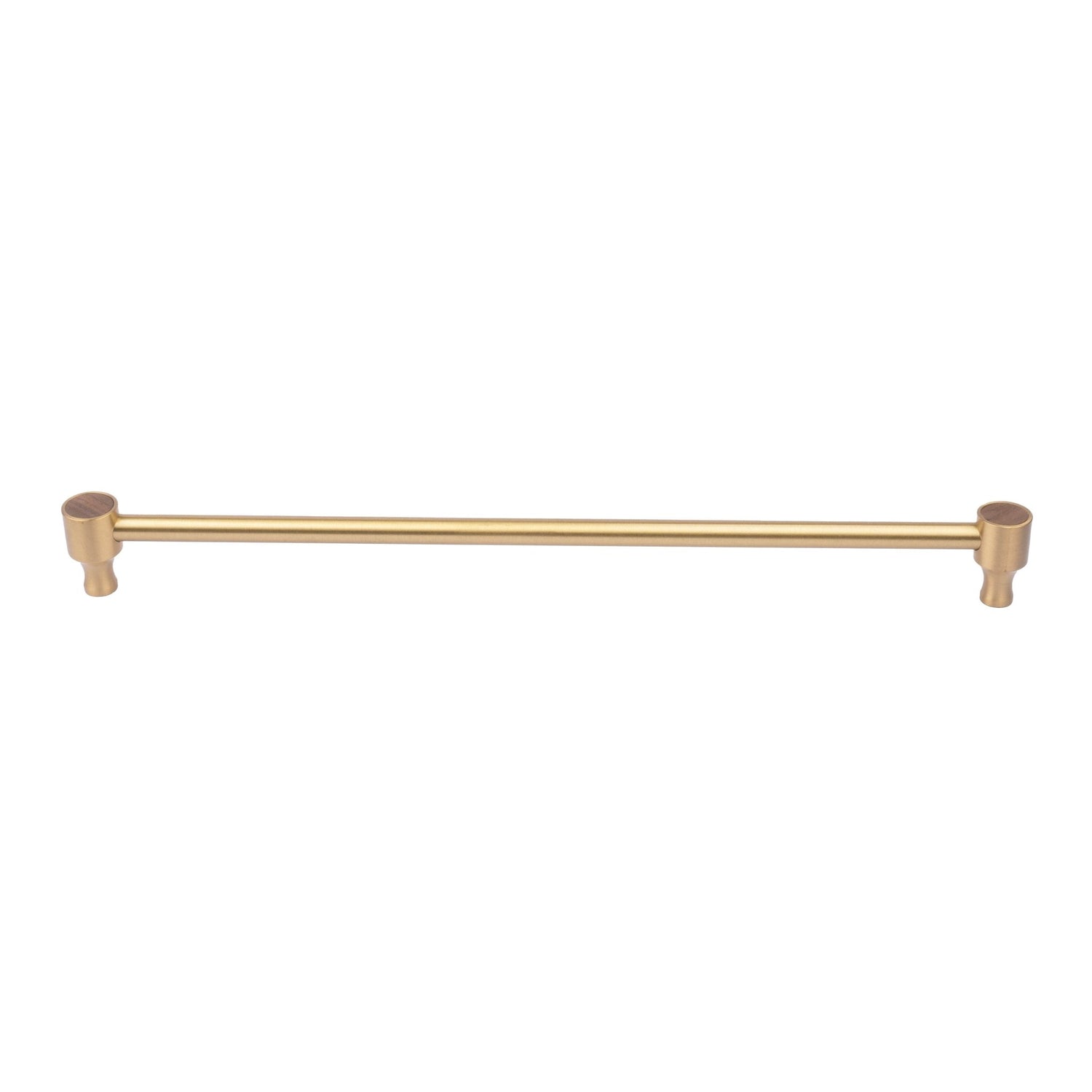 Cabinet pull handle, brass and wood, brown &amp; gold brushed finish, Mantara, Oriana Handle W-0015, elegant for furniture and wardrobes.