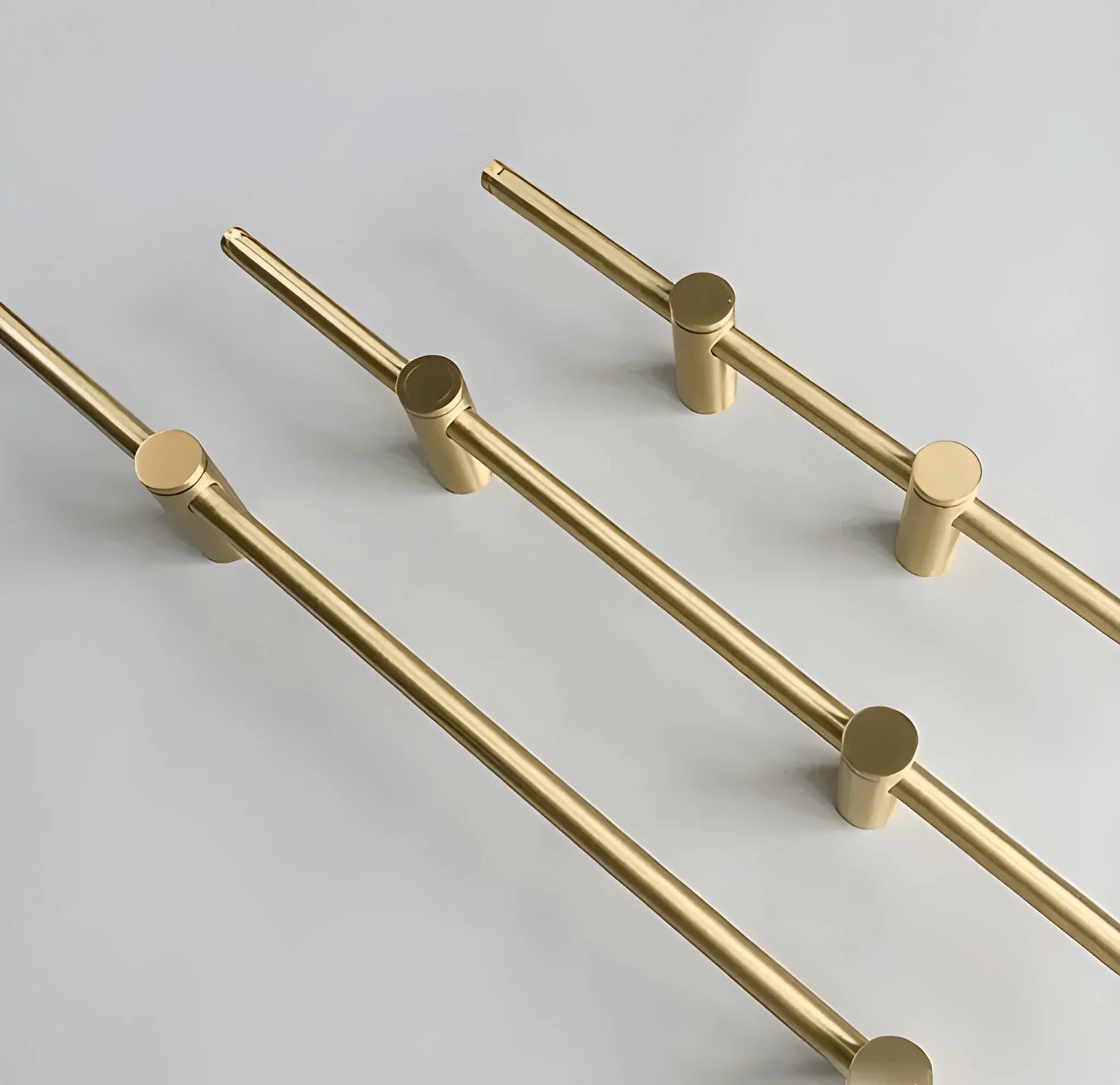 Mantara Marula Handle SKU B-0081 is a modern solid brass handle in polished gold for wardrobes and cabinets.