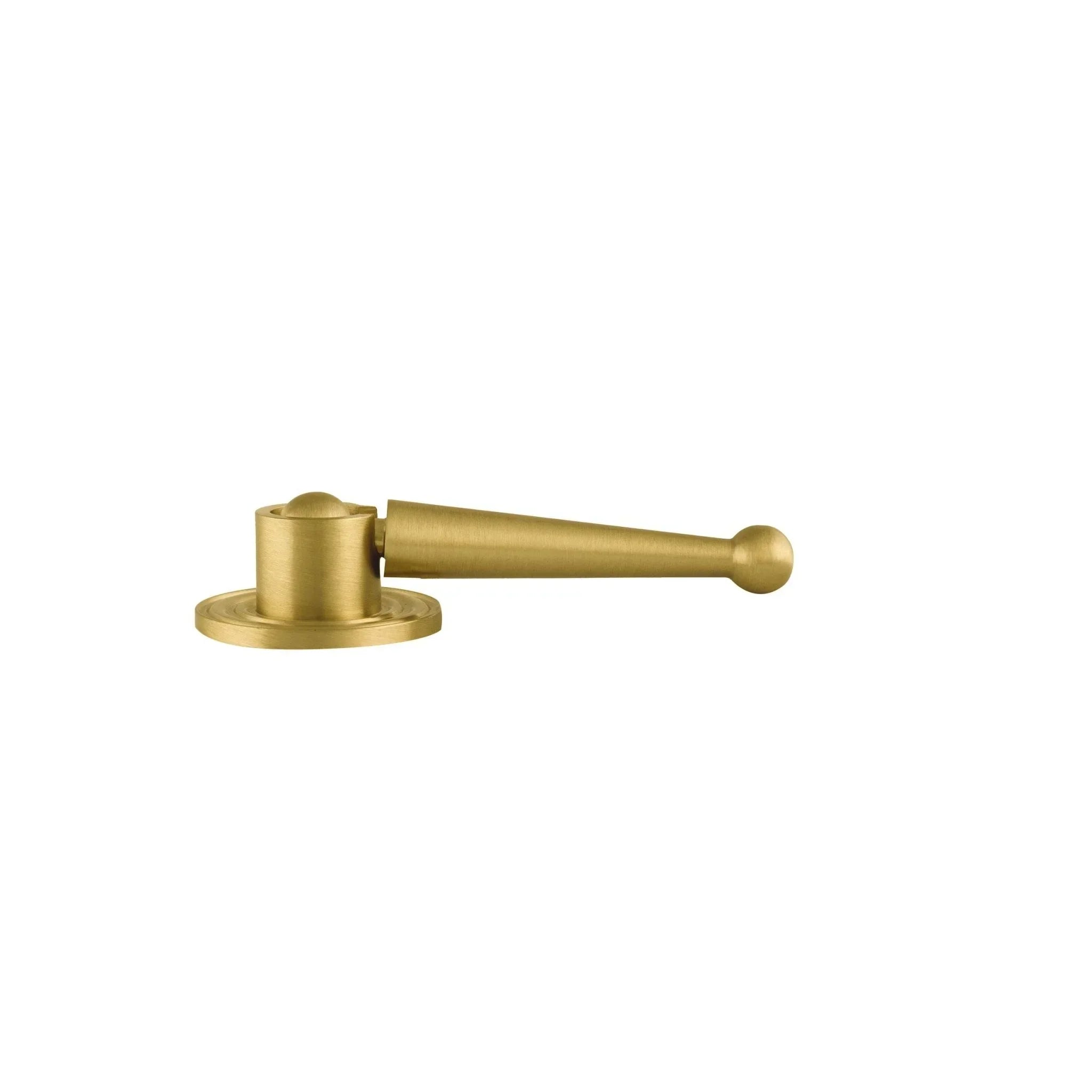 The Mantara B-0039 Oscar Drop Knob is a modern brushed brass knob in gold, ideal for main doors, furniture, drawers, and kitchens.