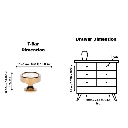 Mantara Palazzo Handle M-0014 is a modern marble &amp; brass knob in gold+white, ideal for kitchen &amp; dresser drawers.