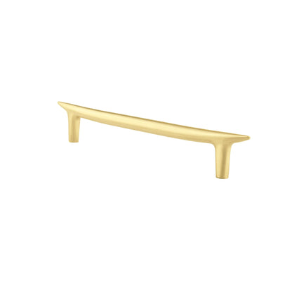 The Mantara B-0045 Palladian Handle is a modern brushed brass handle in gold, perfect for kitchens, cupboards, drawers, and wardrobes.