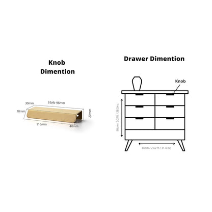 Panel Handle Handles 116mm / Gold / Brass - M A N T A R A