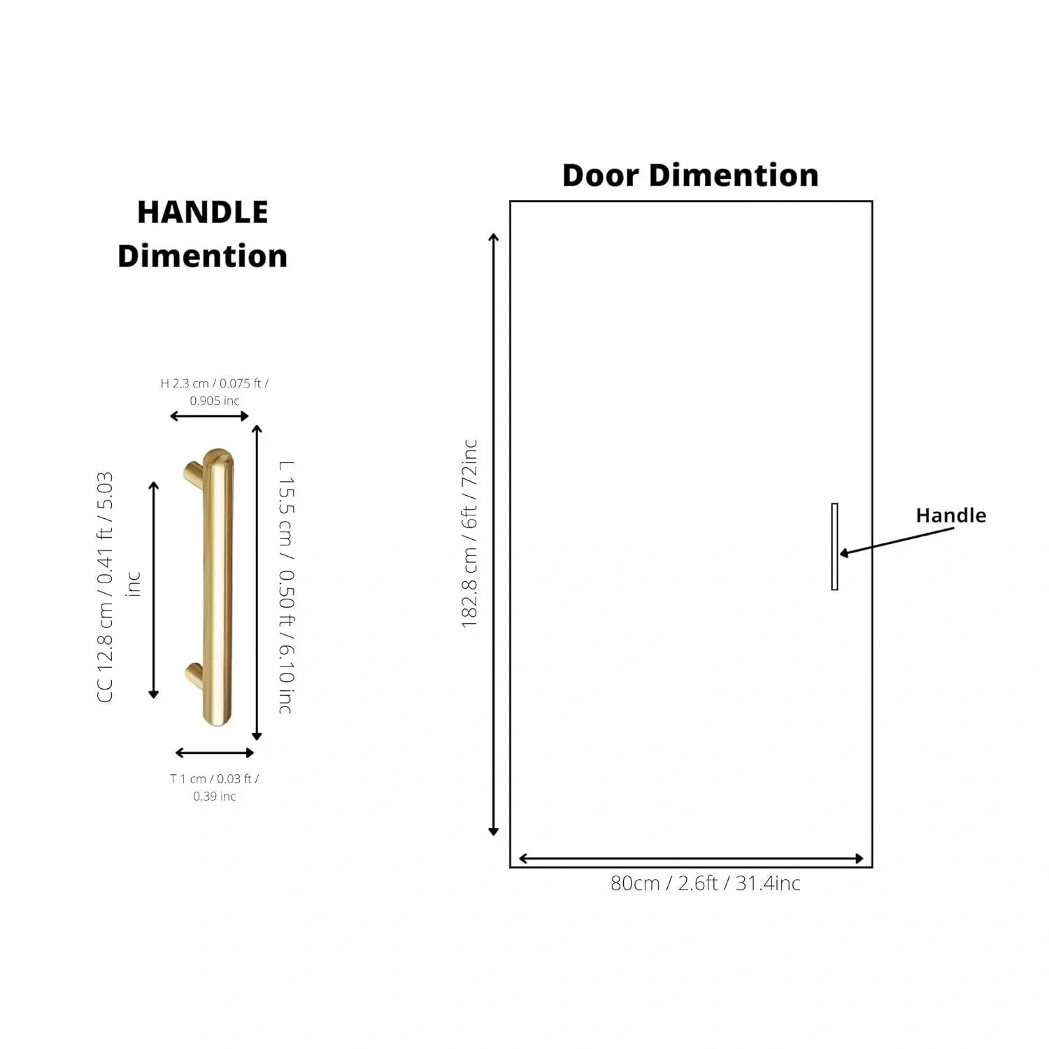 Mantara Pantheon Handle B-0053 is a modern matte brass handle in gold, ideal for kitchens, wardrobes, and cabinets.