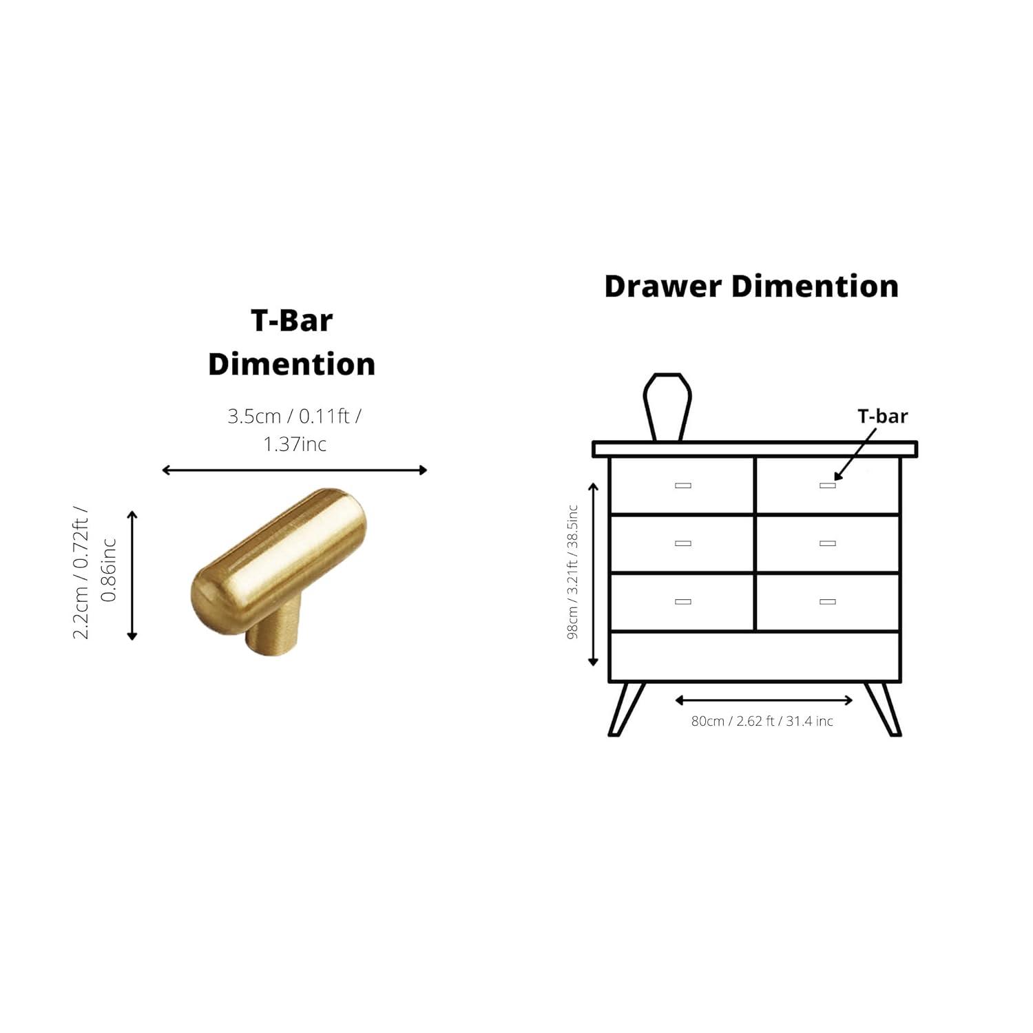 Pantheon Handle Handles 35mm / Gold / Brass - M A N T A R A