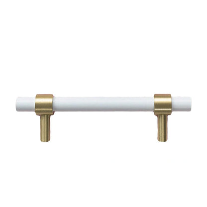 Mantara Pastel T Bar Handle W-0005 is a modern brass &amp; beech handle in white, ideal for drawers &amp; cupboards.