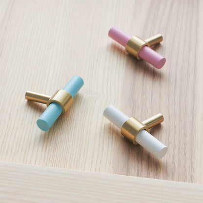 Pastel T Bar Handle Handles 60mm / Pink / Wood - M A N T A R A