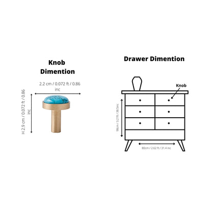 The Mantara M-0005 Pearlescent Knob is a modern brass and marble knob in blue, ideal for wardrobes and cabinets.