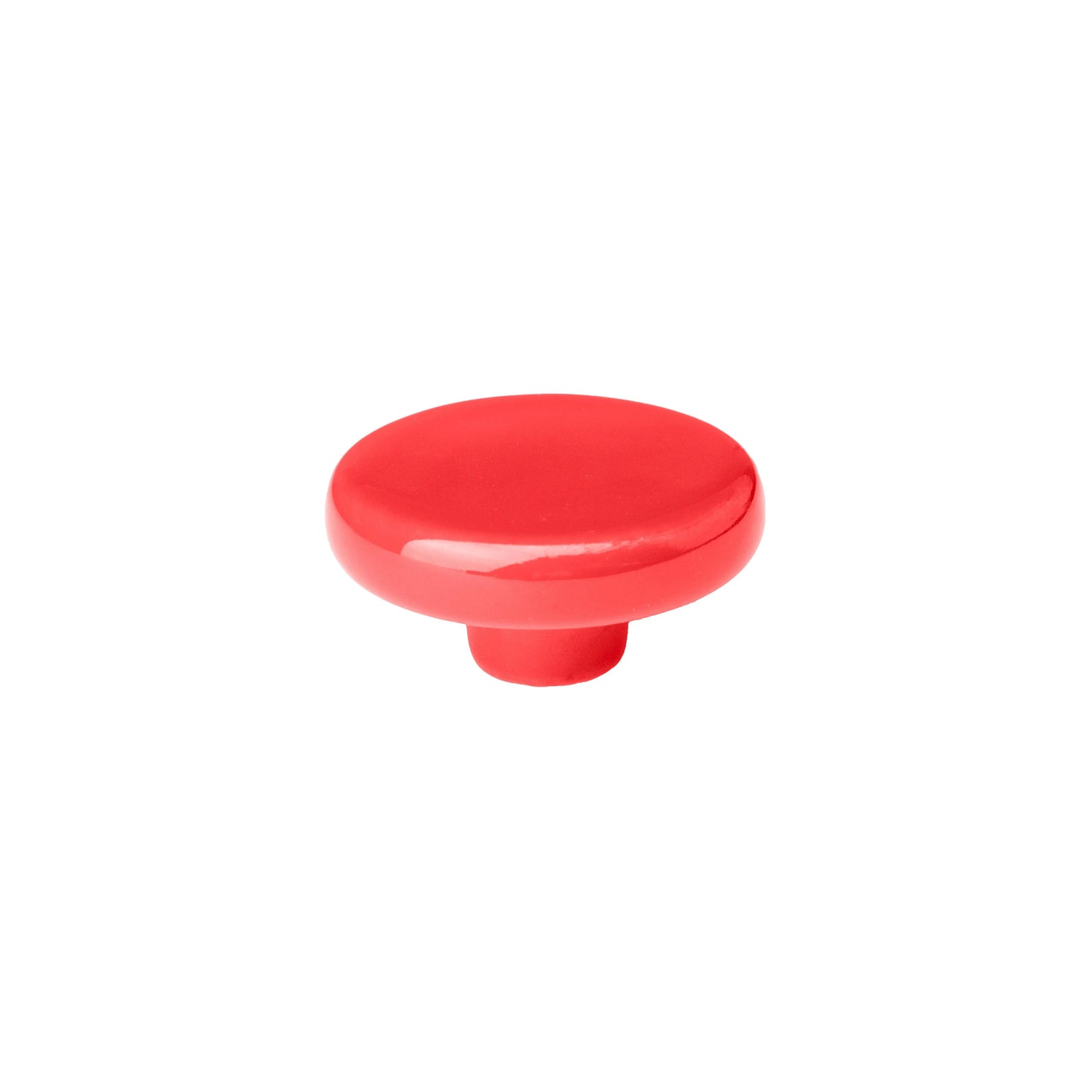 The Mantara CR-0005 Pebble Knob is a modern ceramic knob in red with a polished finish, ideal for wardrobes and drawers.