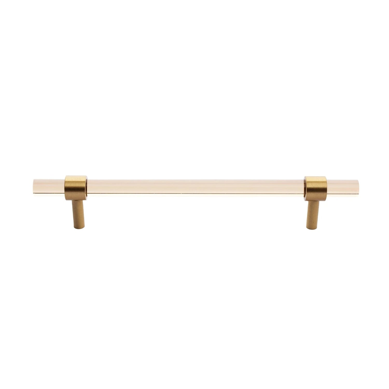The Mantara A-0007 Petra I Handle is a modern acrylic and brass handle in dark brown, ideal for cabinets, wardrobes, and kitchens.