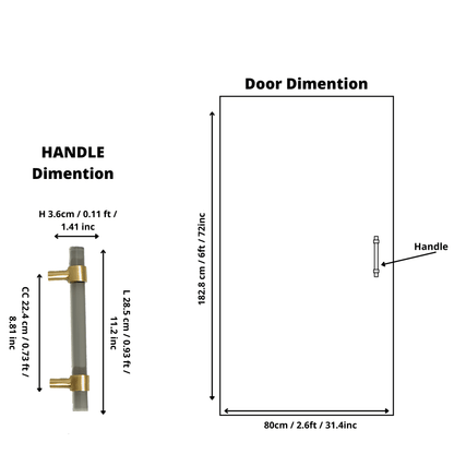 A modern cabinet bar handle, Petra V crafted from grey acrylic with polished brass mounts, model A-0011 by Mantara, SKU A-0011.