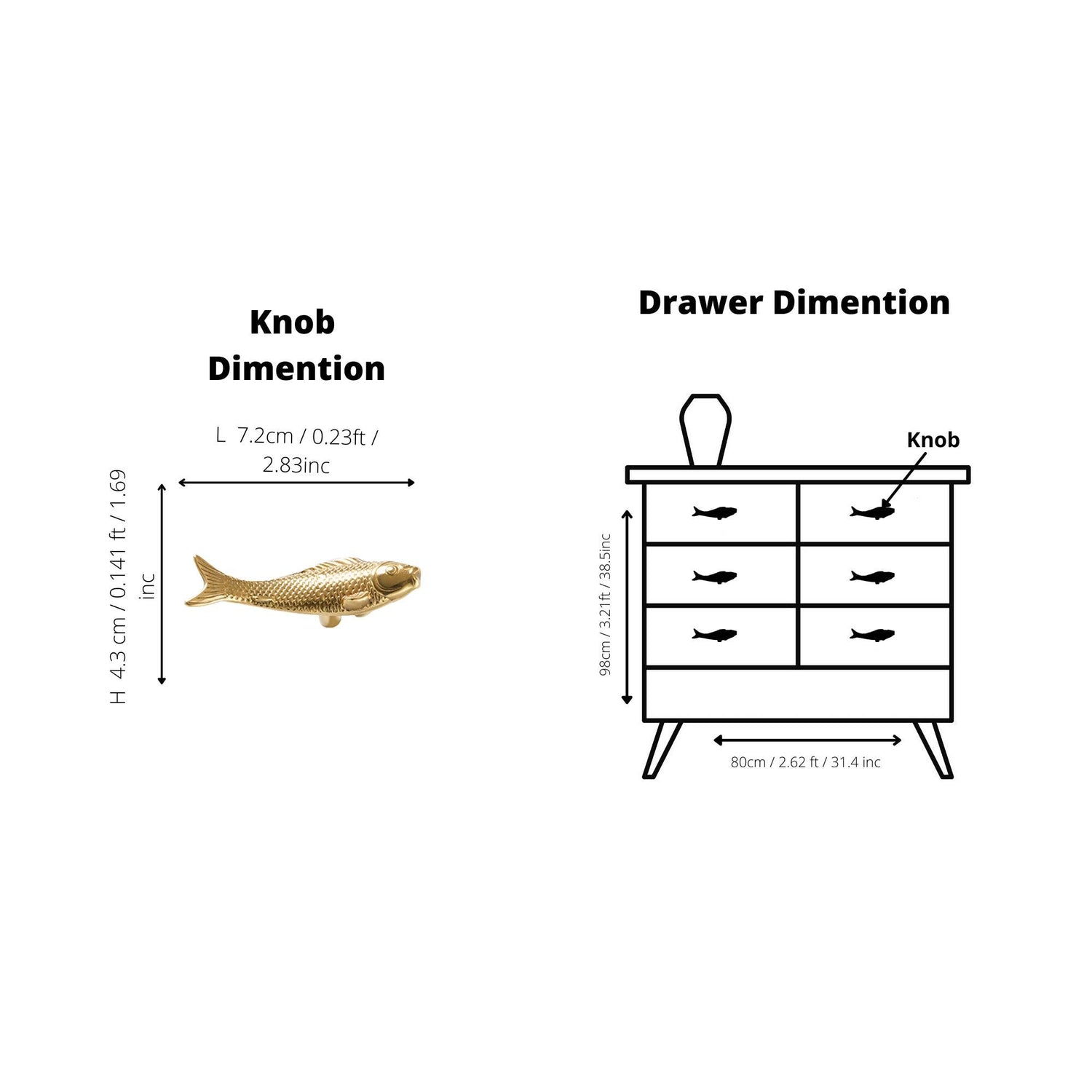 Pieces Knob Knob 72mm / Gold / Brass - M A N T A R A