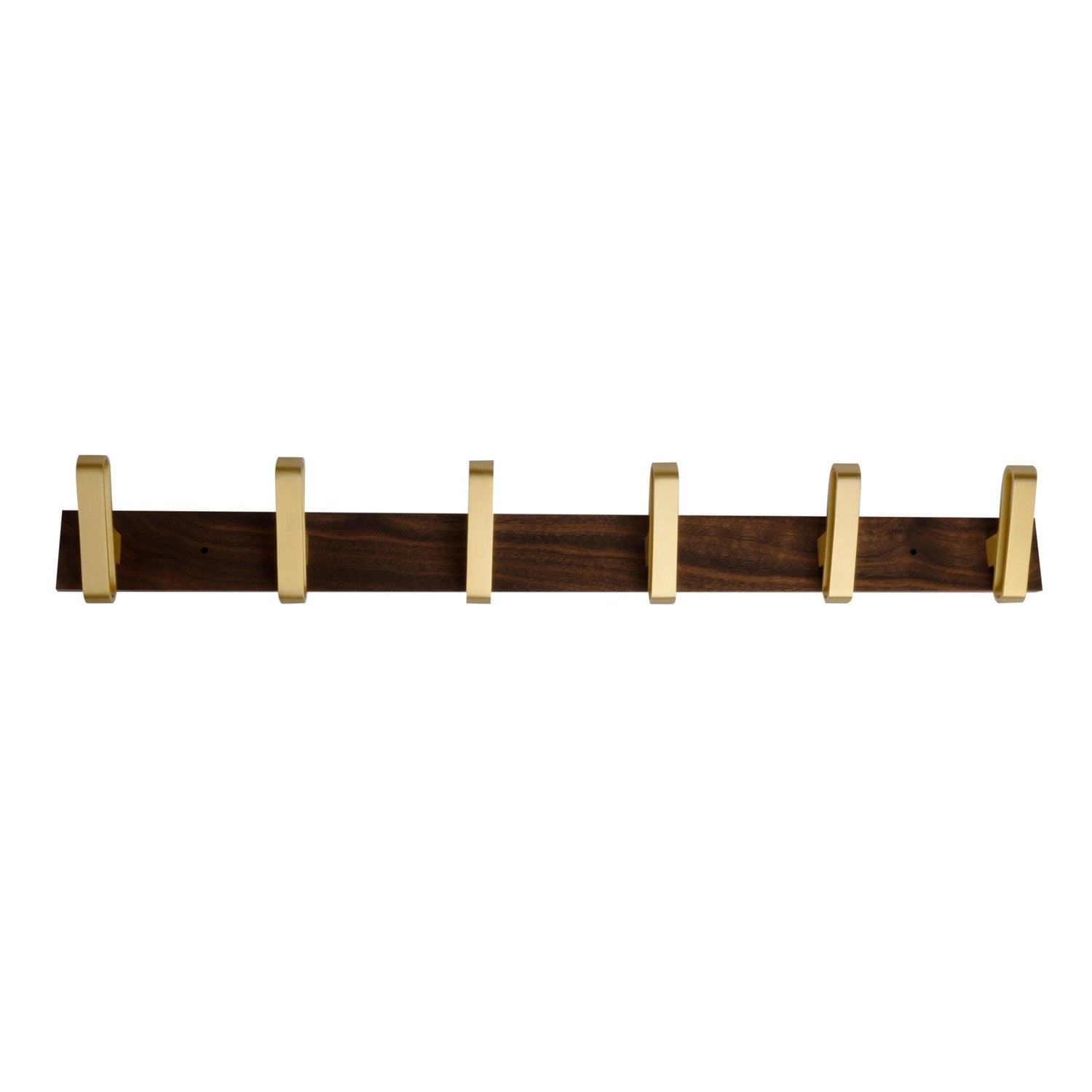 Plush Hook W-0012 in walnut &amp; brushed brass, size 280&amp;610mm, modern storage for all spaces—by Mantara.