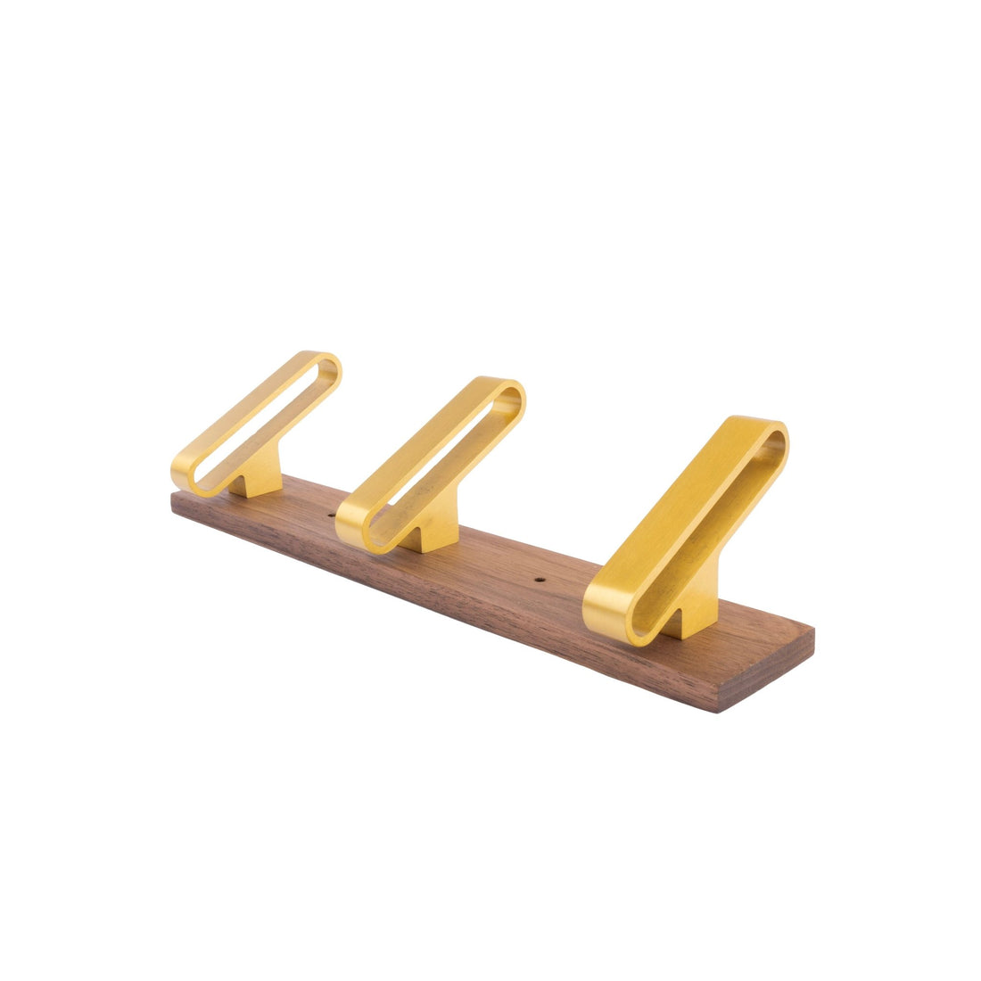 Plush Hook W-0012 in walnut &amp; brushed brass, size 280&amp;610mm, modern storage for all spaces—by Mantara.