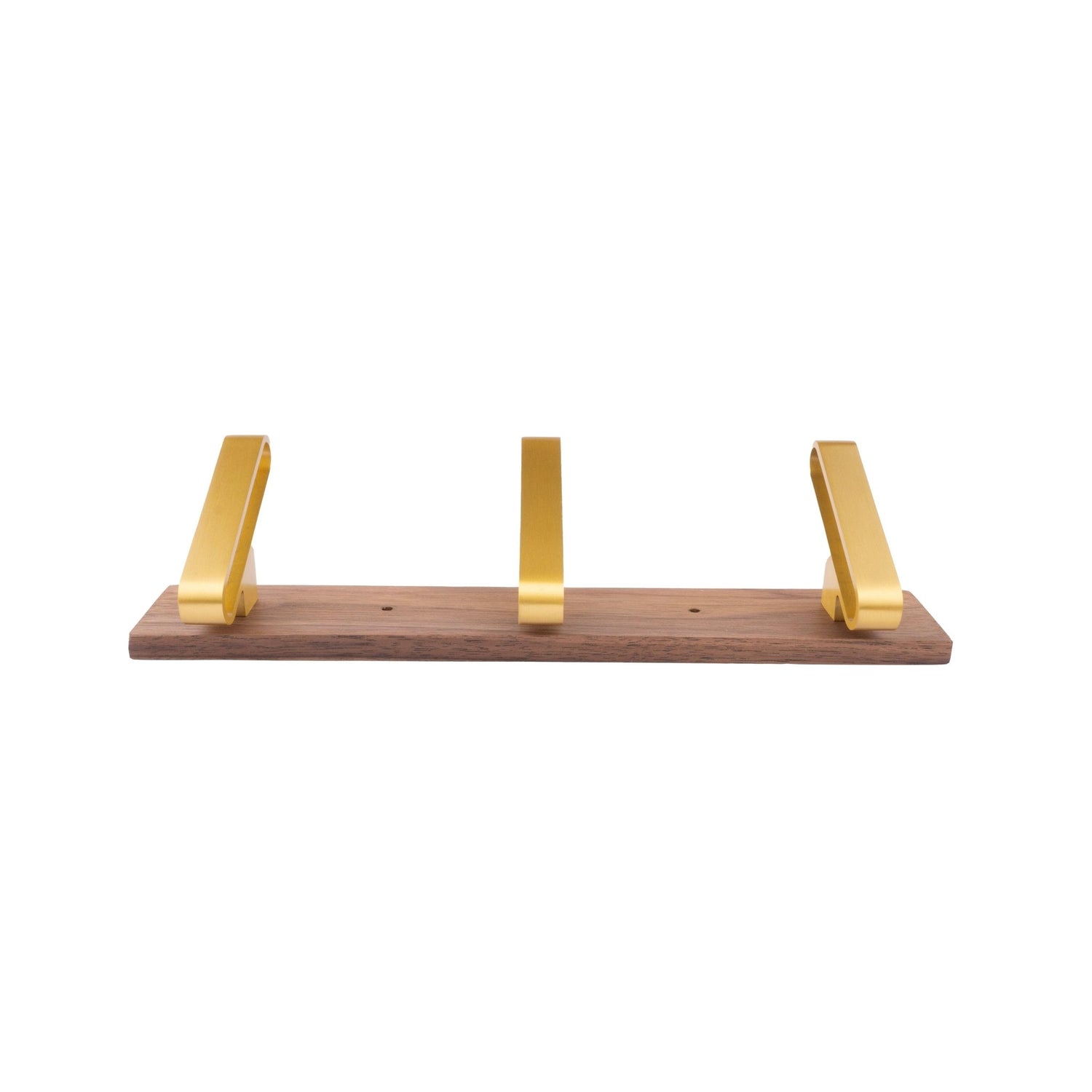 Plush Hook W-0012 in walnut &amp; brushed brass, size 280&amp;610mm, modern storage for all spaces—by Mantara.