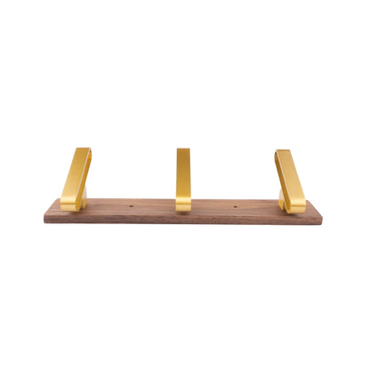Plush Hook W-0012 in walnut &amp; brushed brass, size 280&amp;610mm, modern storage for all spaces—by Mantara.