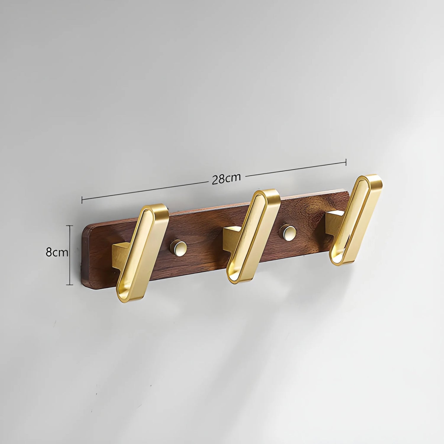 Mantara Plush Hook W-0012 is a modern walnut wood &amp; brass wall hook in gold with brushed finish, ideal for home,Bedrooms &amp; Bathrooms.