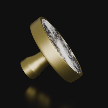Galaxy round cabinet knob A-0005,  mist acrylic &amp; brushed brass, dia40mm, for drawers &amp; wardrobes by Mantara