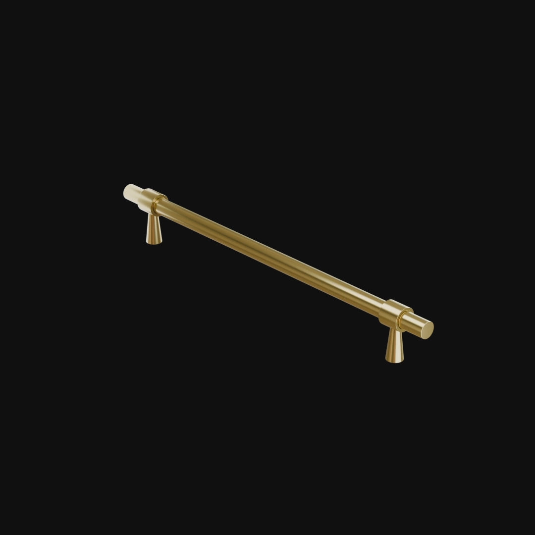Mantara Seraphine Handle B-0054 is a modern brushed brass handle in gold, ideal for wardrobes, almirahs, and kitchens.