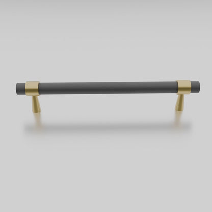 Mantara Cleo T Bar Handle B-0064 is a modern knurled brushed brass handle in black ,ideal for wardrobes and cabinets.